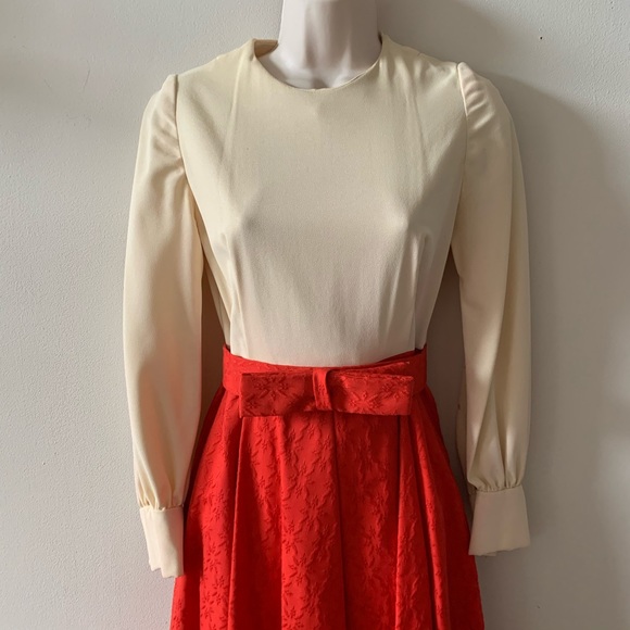 Vintage 60s High Neck Formal pleated Maxi Dress (q - Picture 4 of 9